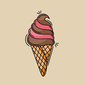 美味多彩果味冰激凌矢量插画