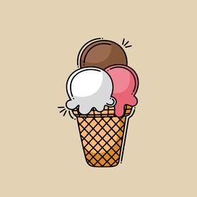 美味多彩果味冰激凌矢量插画