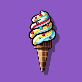 美味多彩果味冰激凌矢量插画