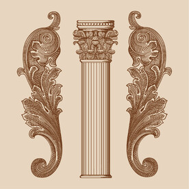 手绘版画罗马柱