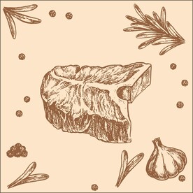 手绘版画牛排