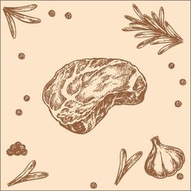 手绘版画牛排