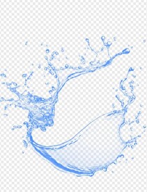 透明背景蓝色水花水珠水波