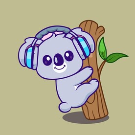 听音乐树懒矢量卡通儿童插画图片