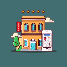 旅店矢量卡通儿童插画图片