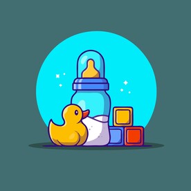 婴儿用品矢量卡通儿童插画图片