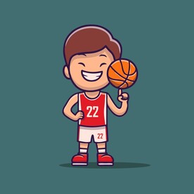 篮球运动员矢量卡通儿童插画图片