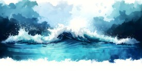 创意多彩海浪抽象油彩绘画背景