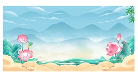 简约大气荷花清廉国风背景