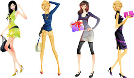 购物时尚女孩矢量