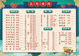 烧烤价格表菜单饭店价格表