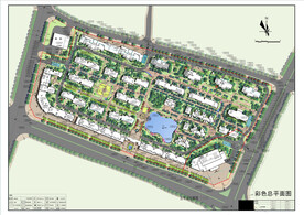 高层洋房别墅彩色总平面布置图