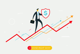 卡通商务人士箭头