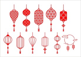 灯笼剪影矢量图