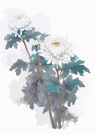 中式水墨画菊花