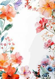 水彩花框