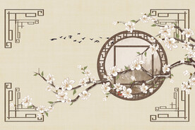 古风素雅古典工笔画背景PSD