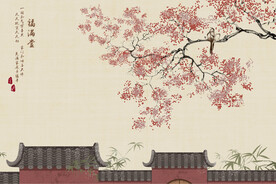 古风素雅古典工笔画背景PSD