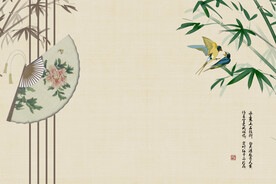 古风素雅古典工笔画背景PSD