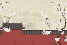 古风素雅古典工笔画背景PSD