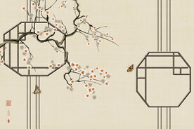 古风素雅古典工笔画背景PSD