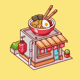 矢量卡通拉面店