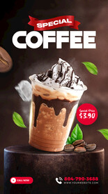 夏日咖啡饮品特价招贴海报