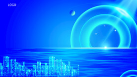 蓝色科技海报展板背景图片