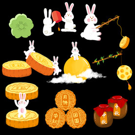 中秋节日海报展板元素