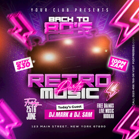 复古霓虹音乐派对帖子