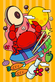 中秋节国潮风美食海报