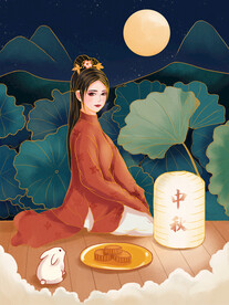 中秋节国潮插画海报
