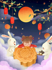 中秋节插画海报