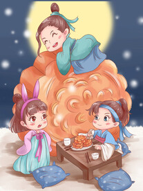 中秋节月饼插画海报