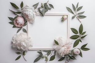 叶片树叶的边框水彩画风格插画