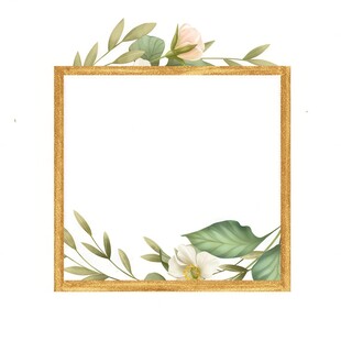 叶片树叶的边框水彩画风格插画