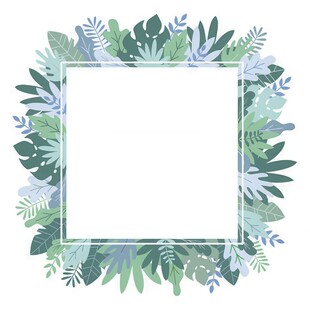 叶片树叶的边框水彩画风格插画