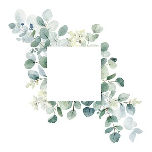 叶片树叶的边框水彩画风格插画