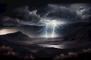 闪电雷电灾难现场素材图片