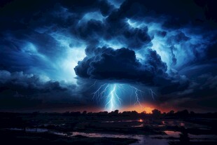 闪电雷电灾难现场素材图片