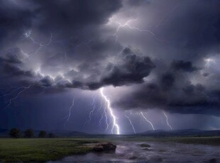 闪电雷电灾难现场素材图片