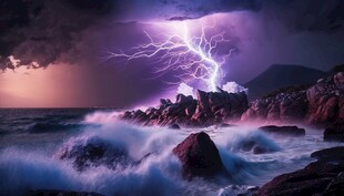 闪电雷电灾难现场素材图片