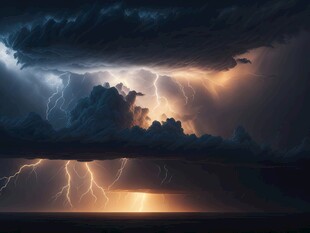 闪电雷电灾难现场素材图片