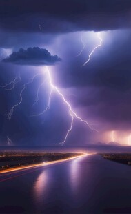 闪电雷电灾难现场素材图片