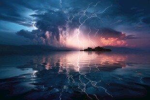 闪电雷电灾难现场素材图片