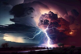 闪电雷电灾难现场素材图片