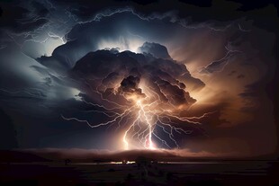 闪电雷电灾难现场素材图片