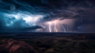 闪电雷电灾难现场素材图片