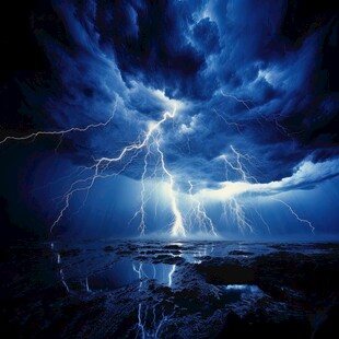 闪电雷电灾难现场素材图片