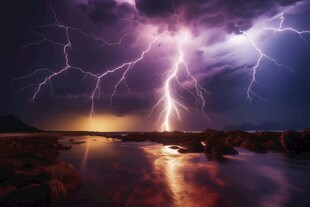 闪电雷电灾难现场素材图片